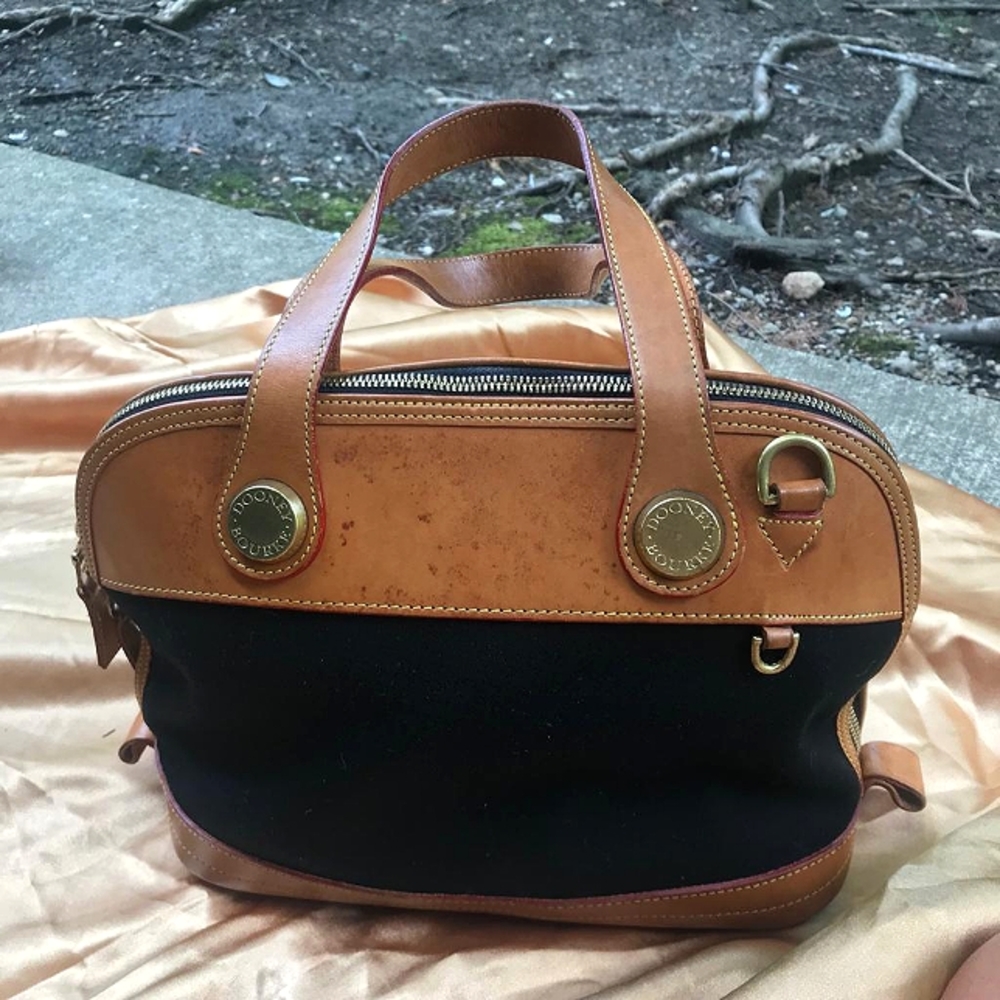 Vintage Dooney & Bourke Cabriolet Dotted Leather Dome Satchel Purse Bag